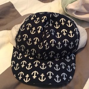 Navy anchor trucker hat